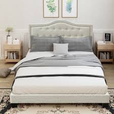 Classic directoire style beds with triangular headboard ad footboard with balustrade columns. Clearance Platform Bed Segmart 83 X 64 X 52 Elegant Queen Bed Frame W Detailed Nail Head Trimming Queen Platform Bed With Tufted Headboard And Side Panels And Footboard 500lbs Beige Ss39