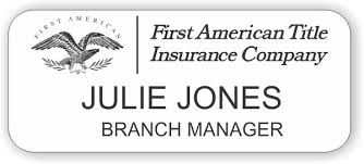 The first american family of companies' core business lines include title insurance and closing/settlement services. First American Title Insurance Co White Badge 5 54 Nicebadge