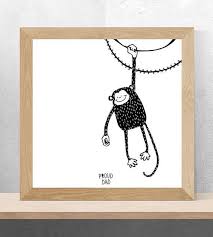 Black And White Monkey Pictures Cute Cute Monkey Children Illustration Black And White Animals Drawing For Kids Monochrome Art For Nursery Room By Proud Dad Monkey Illustration Monkey Art