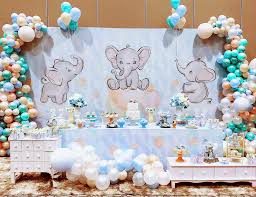 Pin By Nada Mohamed On Empezamos Baby Shower Decorations For Boys Dumbo Baby Shower Baby Shower Elephants Girl