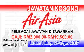April 5, 2017 at 6:07 pm. Jawatan Kosong Terkini Airasia Berhad 23 Ogos 2017 Jawatan Kosong Kerajaan Swasta Terkini Malaysia 2021 2022