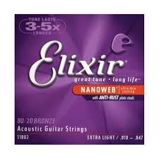 Elixir Nanoweb Extra Light Acoustic Strings 10 47 Trax Music Store