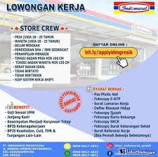 Lowongan kerja lulusan smp gresik. Lowongan Kerja Indomaret Gresik Maret 2021