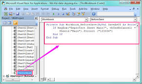 Once in vba double click the sheet you need to unlock from the menu . How To Auto Protect A Specific Worksheet In Excel