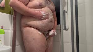 Obese masturbates in the shower watch online