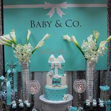 A tiffany themed bridal shower is so fitting. Tiffany S Baby Shower Party Ideas Photo 1 Of 17 Tiffany Baby Showers Tiffany Baby Shower Theme Tiffany Blue Baby Shower