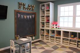 Playroom Chalkboard Marquee Letters Ikea Kallax Shelves Toy Storage Triangle Rug Toddler Playroom Organization Toddler Playroom Playroom Decor