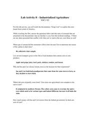 King Corn Docx Ag 101 Movie King Corn Questions Name Date Section 05 1 Why Do Ian Cheney And Curt Ellis Move To Iowa What Are Their Goals Ian Cheney Course Hero