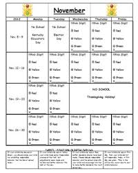 daily behavior chart for stoplight for november 2012