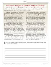 Character Analysis In The Red Badge Of Courage 9th 10th Grade Reading Comprehension Worksheets 10th Grade Reading Comprehension Worksheets Reading Comprehension Worksheets Character Analysis