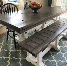Plus, it comes with a leaf that expands the table from 66 long to 84 long. Farm Table Custom Grey Wash White Bottom Grey Top Rustic Handmade Smith Built Solid Dining Table White Dining Table Dining Table In Kitchen