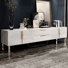 Black And Gold Tv Stand Aro Modern Stylish White Black Tv Stand Rectangle Tv Stand Tv Console With Drawers Doors Media Console For Tvs Up To 78 In 2020 Black And White Living Room