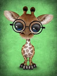 Curious Baby Giraffe Wearing Glasses Baby Animal Drawings Giraffe Art Cute Drawings