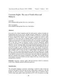 Pdf Consumer Rights The Case Of South Africa And Malaysia Asian Journal Of Business Research Academia Edu