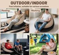 2Pcs Lazy Sofa Inflatable Chair Folding Recliner (Sofa + Footrest) Outdoor  Sofa Bed with Footrest Indoor and Outdoor Portable Folding Air Mattress ...