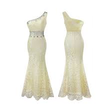 Angel Fashions One Shoulder Lace Dresses Beading Vestidos De