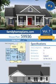 Traditional Style House Plan 59936 With 3 Bed 2 Bath 2 Car Garage Ranch House Plans Family House Plans House With Porch