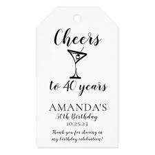 Thank You Gift Ideas For 40th Birthday Cheers 40th Birthday Favor Gift Tags Zazzle Com In 2020 40th Birthday Favors 40th Birthday Party Favors Gift Tags Birthday