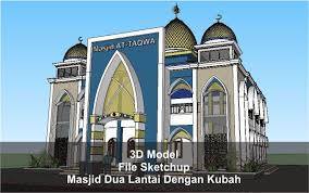  Download 3d Masjid Dua Lantai Dengan Kubah File Sketchup Desain Arsitektur Arsitektur Arsitek