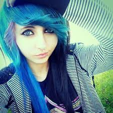 She looks great with her tattoos, nose ring, studs and long emo bangs. Beautiful Emo Scene Girl Pretty Hair Blue Pink Green Cool Look Cute Eyes Lips Flickr Photography Tumblr Like Follow Instagram Good A Photo On Flickriver