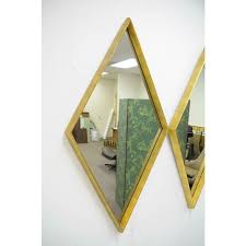 Added two curved back tub chairs, a. Labarge Style Diamond Shaped Deep Wood Frame Gold Leaf Wall Mirrors A Pair Chairish