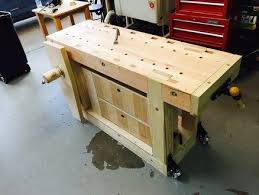Inspired by edward reno's hybrid workbench post, i went with a 1.5 inch top and both of the benchcrafted vises. Roubo Bench A La Stumpy Nubs Woodworking Bench Woodworking Bench Plans Woodworking