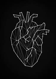 Aesthetic Minimalist Black And White Geometric Patterns Geometric Heart Scandinavian Heart Black And White Home Decor Modern Style Geometric Love Gift Anatomical Heart Drawing Heart Drawing Geometric Heart