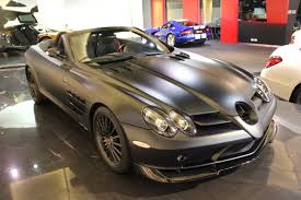 Housing the last naturally aspirated engine in the lineup, the amg featured a thundering 6.2 liter v8 generating 563 hp, dubbed the world's most powerful naturally aspirated production. Stunning Matte Black Mercedes Benz Slr 722 S Roadster For Sale Gtspirit
