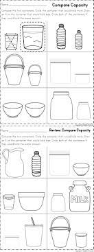 Kindergarten Math Measurement Math Measurement Measurement Kindergarten Capacity Worksheets