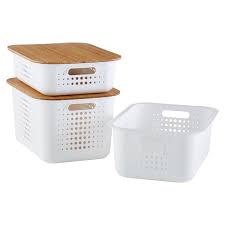 Explore 4 listings for plastic storage container with lid at best prices. White Nordic Storage Baskets With Handles The Container Store