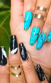 45 Best Coffin Nail Design Ideas Turquoise Nails Stone Nail Art Coffin Nails Designs