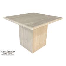 This is an elegant and sophisticated side table with slim tapered legs and a sweeping, curved base. Mid Century Modern Travertine Square Coffee Table Side Table