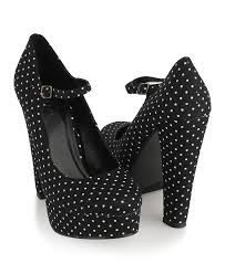 Black And White Polka Dot Heels Shoes 2000035790 Rockabilly Shoes Heels Platform Mary Janes