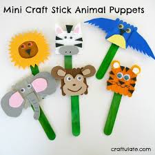 Mini Craft Stick Animal Puppets Animal Crafts For Kids Craft Stick Crafts Puppet Crafts