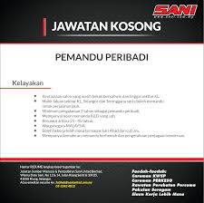 Maybe you would like to learn more about one of these? Sani Express Jawatan Kosong Bagi Pemandu Peribadi Masih Facebook