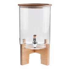 Glass And Acacia Wood Drink Dispenser