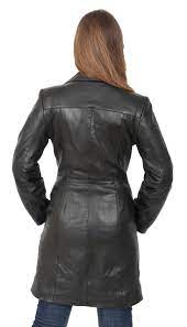 Ladies Fitted 3 4 Length Real Leather Jacket Womens Classic Mac Coat Cynthia Black Xlarge Want To Jackets For Women Leather Jackets Women Black Leather Coat