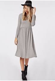 Missguided Tilda Long Sleeve Jersey Midi Dress Grey Grey Midi Dress Dresses Cream Midi Dress