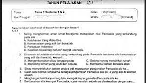 Soal Ulangan K13 Kelas 6 Tema 1 Subtema 1 Dan 2 Kurikulum Berkelas Matematika