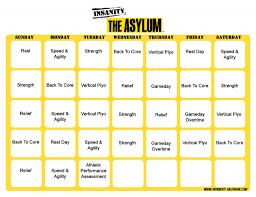Asylum Workout Calendar Print A Workout Calendar