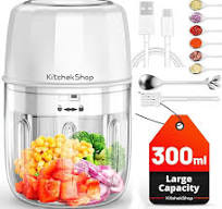 Electric Garlic Chopper, 300ML Portable Cordless Mini Food Processor, Rechargeable Vegetable Chopper Blender for Nuts Chili Onion Minced Meat and ...