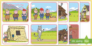 Fifer, fiddler, and practical pig (better known as the three little pigs) are the protagonists of the silly symphonies short of the same name. The Three Little Pigs Story Sequencing Cards Teacher Made