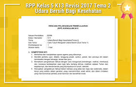 Postingan kali ini saya akan membagikan rpp versi terbaru untuk jenjang sd kelas 5 tema 2 lengkap semester 1. Rpp Kelas 5 K13 Revisi 2017 Tema 2 Udara Bersih Bagi Kesehatan Rpp Kurikulum 2013