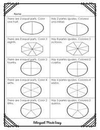 Fractions Fracciones Worksheets In English And Spanish Digital Learning Fractions Fractions Worksheets English Language Teaching