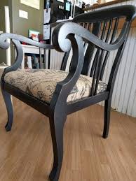 Gorgeous Upcycled Chair In Black Chalk Paint With Stamped Burlap It Went From White And Hum Drum To Sleek Dinning Room Sets Flipping Furniture Redo Furniture
