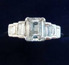 Find great deals on ebay for art deco engagement rings. Fabulous Art Deco Platinum Emerald Cut Diamond And Baguette Vintage Antique Engagement Ring 759820 Sellingantiques Co Uk