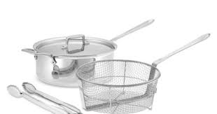 All Clad D5 Stainless Steel 6 Qt Deep Saute Pan With Fry Basket Tongs All Clad Stainless Steel Tongs Stainless Steel Cookware
