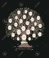 Stylized Family Tree Or Pedigree Chart Template With Branches
