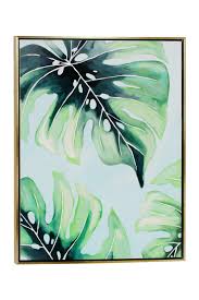 Willow Row Large Tropical Leaf Design Canvas Wall Art Hautelook In 2020 Framed Canvas Art Painted Leaves Canvas Wall Art