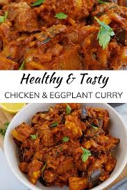 All eggplant lovers out there have to try this. Chicken And Aubergine Curry Hint Of Healthy Aubergine Recipe Healthy Aubergine Recipe Curry Recipes